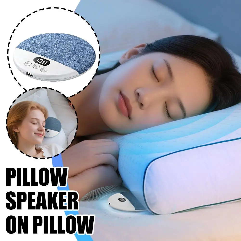 Under Bluetooth Pillow Speaker Auto Shut-Off Timer Led Display Long Battery Life For Side Sleepers Bedroom Travel