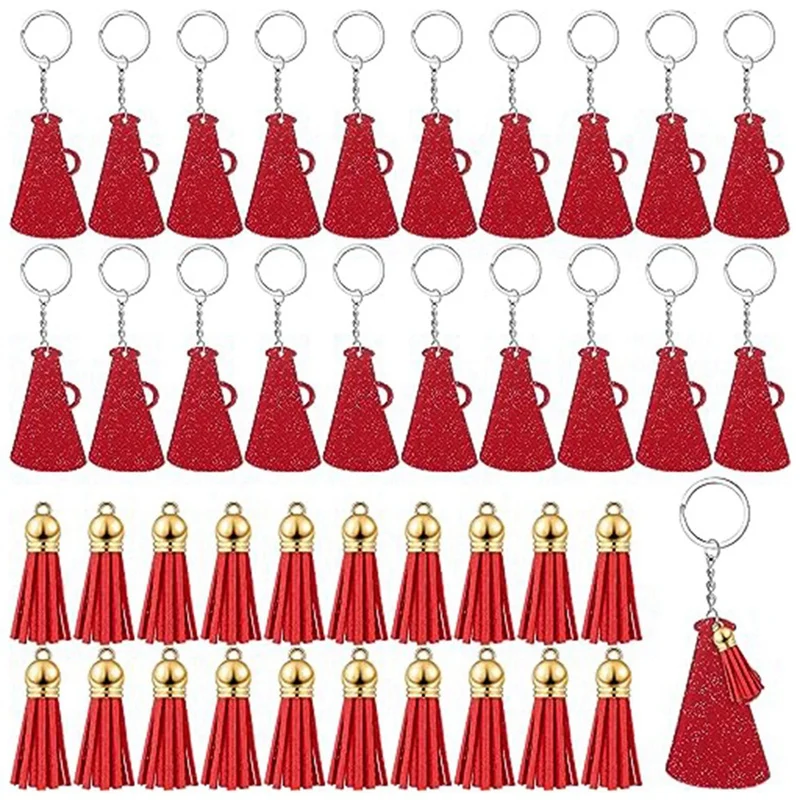 40 Pcs Acrylic Cheer Megaphone Keychains With Tassel Cheerleading Team Gift Grad(Glitter)