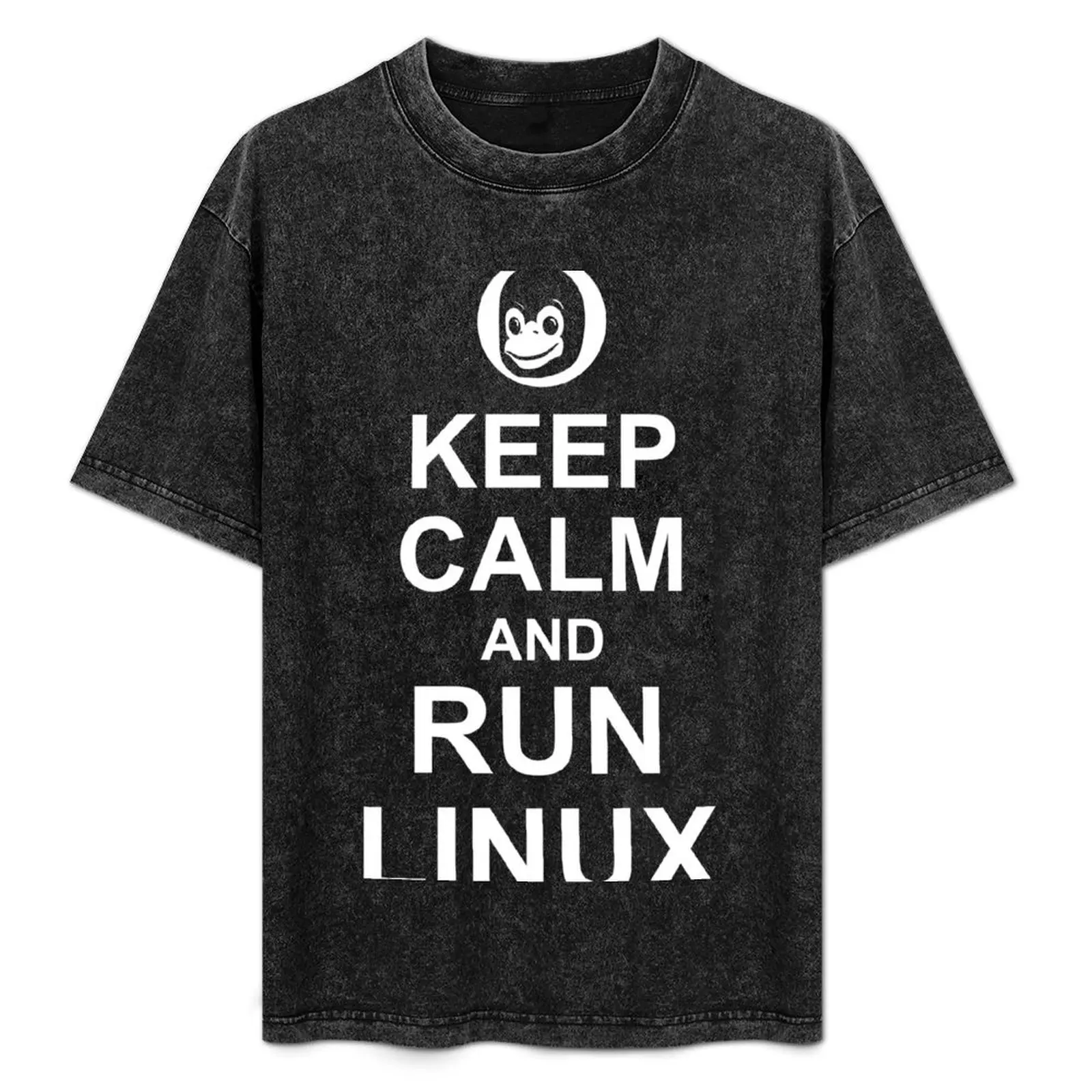 

Keep Calm and Run Linux - Funny White Design for Computer Geeks T-Shirt plus sizes clothes t shirts for men graphic