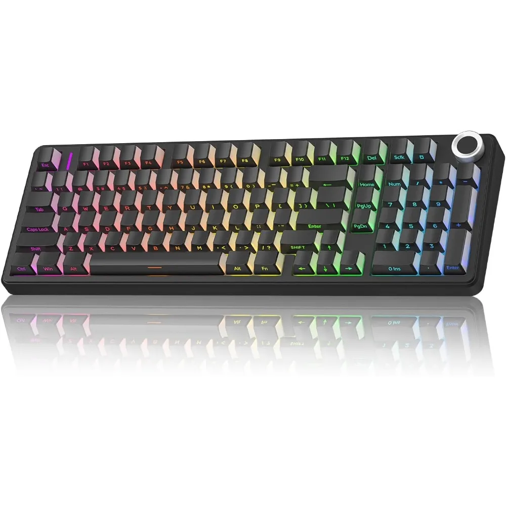 Wireless Mechanical Keyboard - Silent, Hot Swappable, Gasket Structure, RGB Backlit, Gaming Keyboard, Black