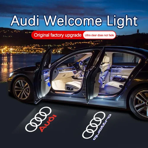 Proyector láser Led con logotipo de luz de bienvenida para puerta de coche, accesorios para Audi A1 A3 A4 A5 A6 B5 B6 B7 B8 C5 C6 C7 A8 Q3 Q5 Q7 TT 8V