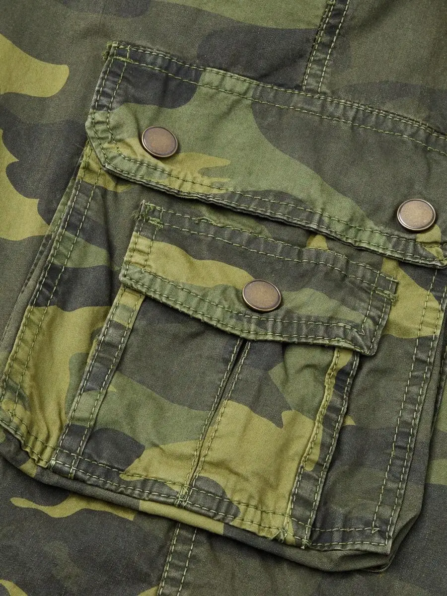 

Mens Camo Cargo Shorts Cotton Washed Vintage Casual Outdoor Multi Pockets Summer Shorts