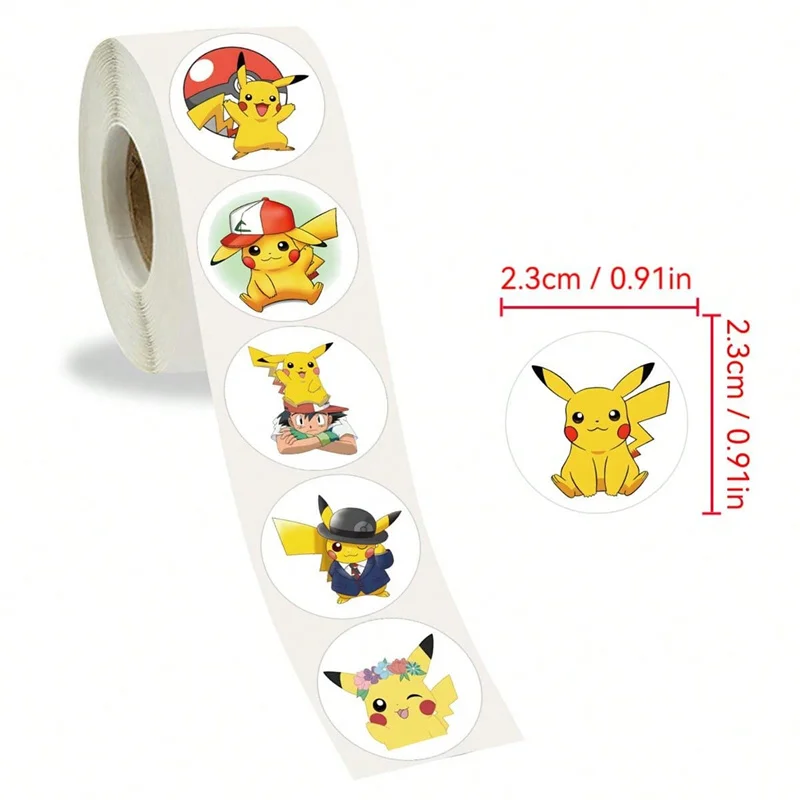 500 แผ่น/ม้วน Pokemon Pikachu สติกเกอร์อะนิเมะการ์ตูนเทปม้วนบัญชีมือ DIY ตกแต่งโน้ตบุ๊คมือถือเครื่องเขียนสติกเกอร์