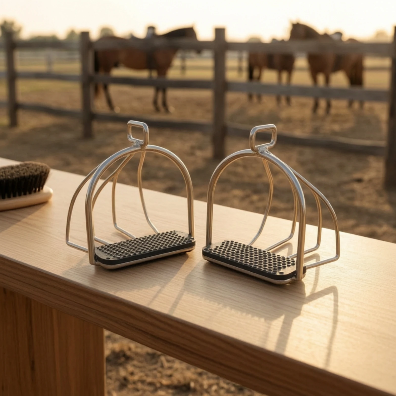 Stirrups with Rubber Footbed Textured Safety Stirrups Stirrup Irons Secure Equestrian Gear Sturdy for Equestrians