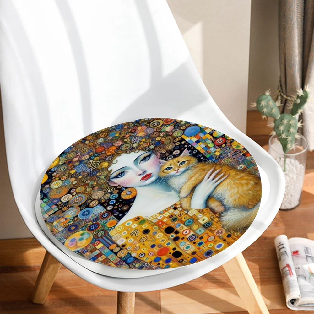 Gustav Klimt bantal kursi makan Multi warna, bantal dekorasi melingkar untuk meja kantor, bantal taman luar ruangan