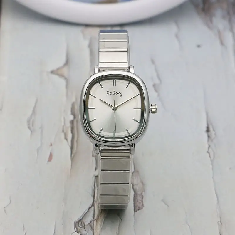 Women Watch for Girls Wrist Quartz Mujer Reloj Sliver Rose Gold Black Orologio Ladies Wristwatch Oval Stainless Steel Band Clock