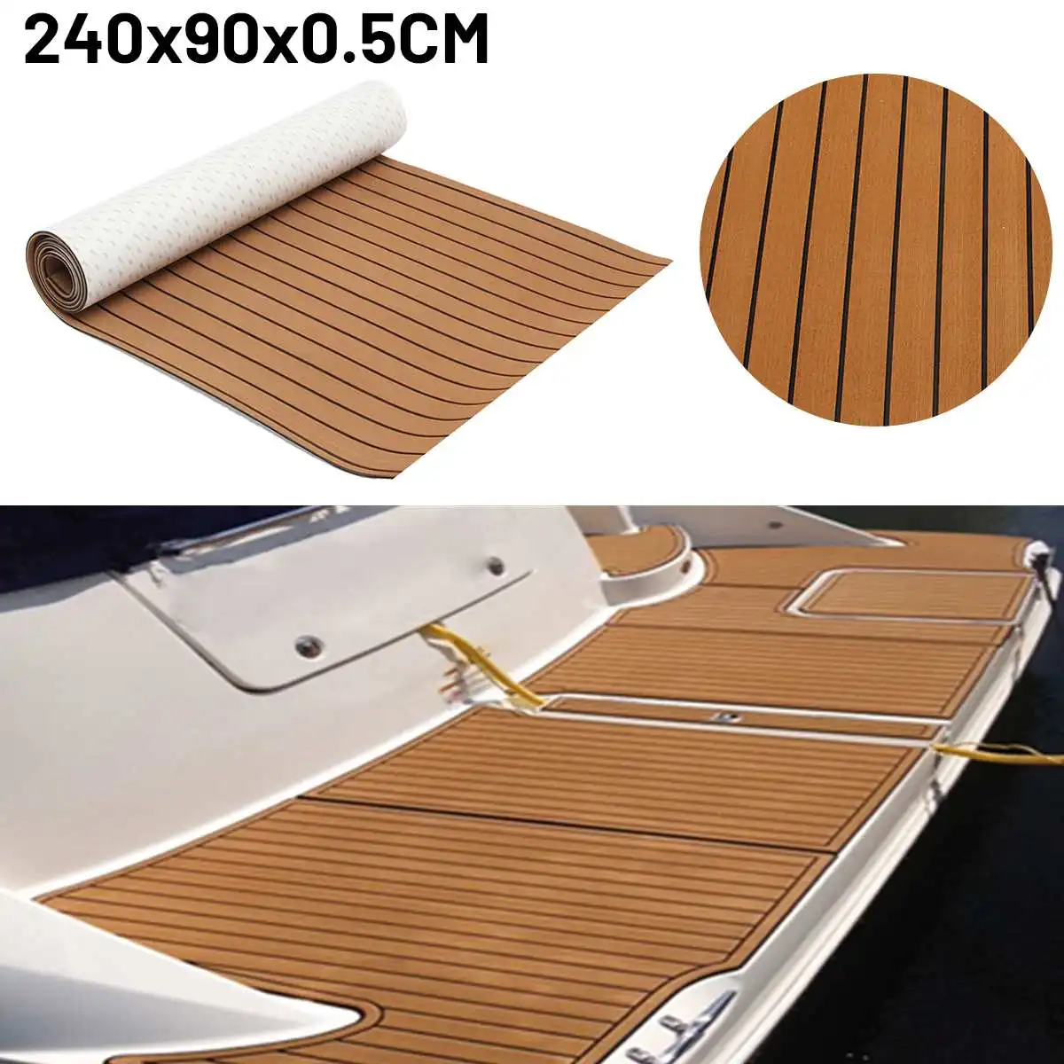 

2400x900x5mm EVA Foam Boat Flooring Faux Teak Foam Decking Sheet for Boats Marine Flooring Teak Yacht Accessories