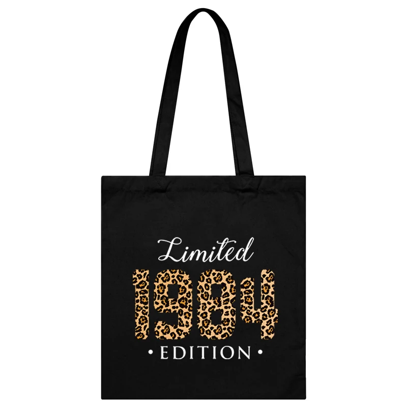 Limited 1984 Edition Print Women Handbags Canvas Shopping Bags 1980~1989 Leopard Design Folding Eco-Friendly Tote Bags for Women