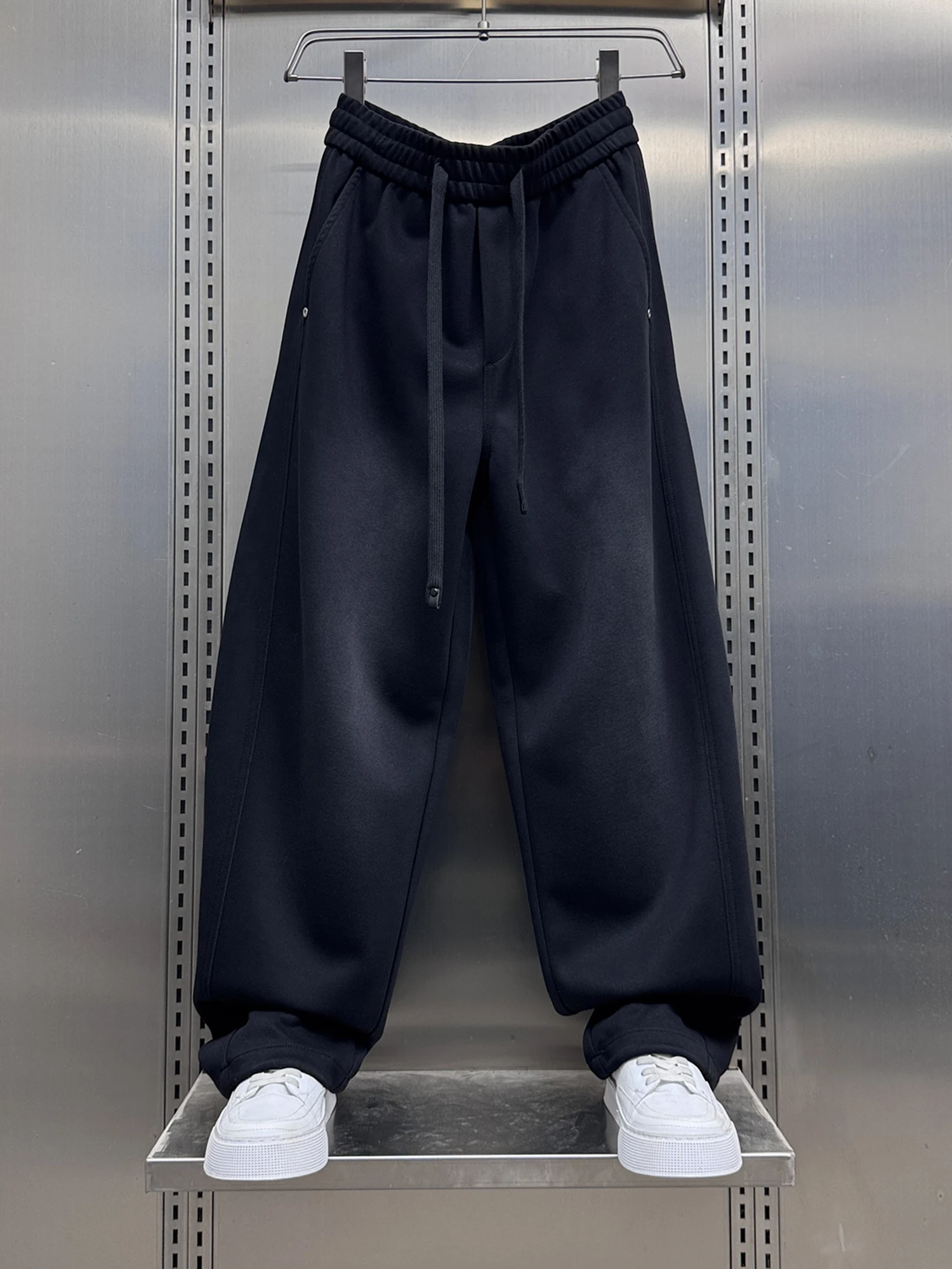 

Trendy Loose Straight Leg Men's Casual Pants Spring Autumn New Sle Simple Wide Leg Sweatpants Casual Cotton Trousers