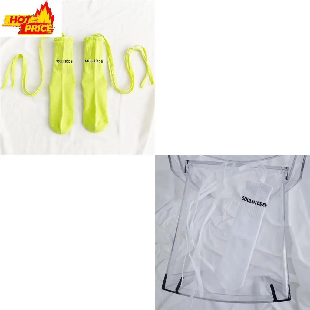 

Fashion Womens Long Socks with Tie Fluorescent Color Calf Socks