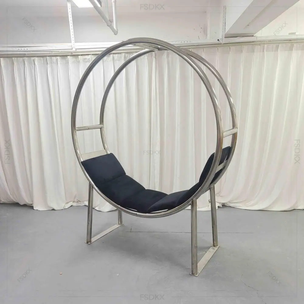 

Factory Wedding Stainless Steel Throne-style Chair Made of High-quality Platinum Material with a Circular Design