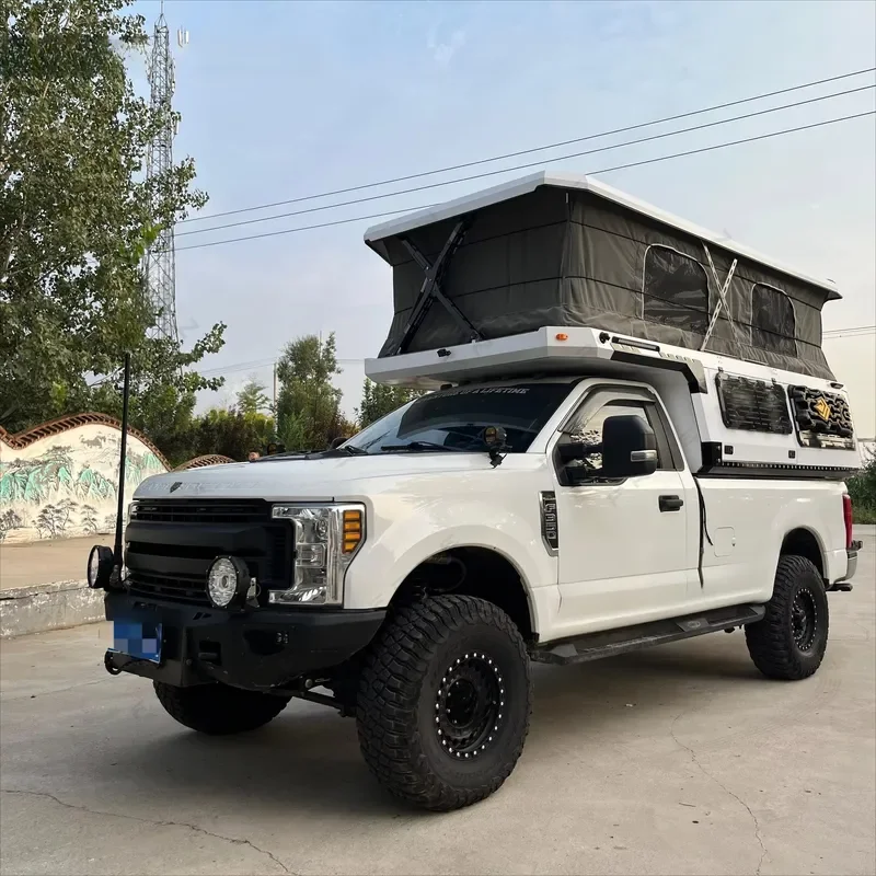 Hot Selling Soft Shell Aluminum Alloy Truck Camper With Sunshade for Ranger Raptor Pickup Truck Camping