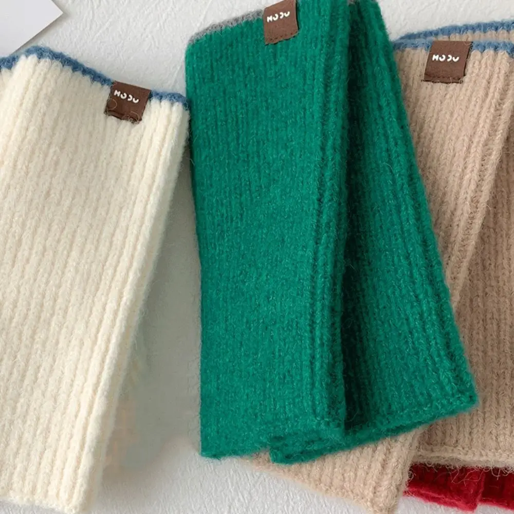 Cute Knitted Warm Half Finger Knitted Gloves Fingerless Solid Color Winter Fingerless Gloves Cashmere Women Mittens