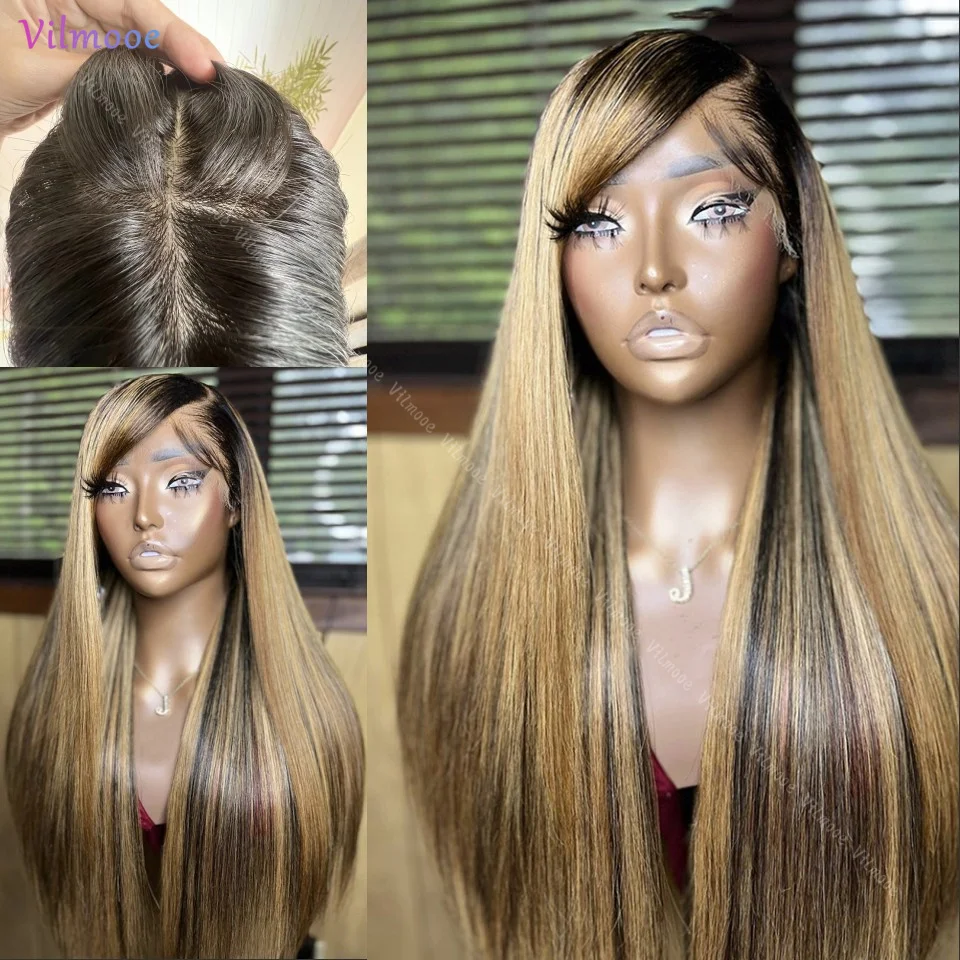 

Balayage Highlight Brown Wigs For Women Real Human Hair 13x4 Lace Frontal Wig Blonde Highlights Bone Straight 5x5 Silk Top Wigs