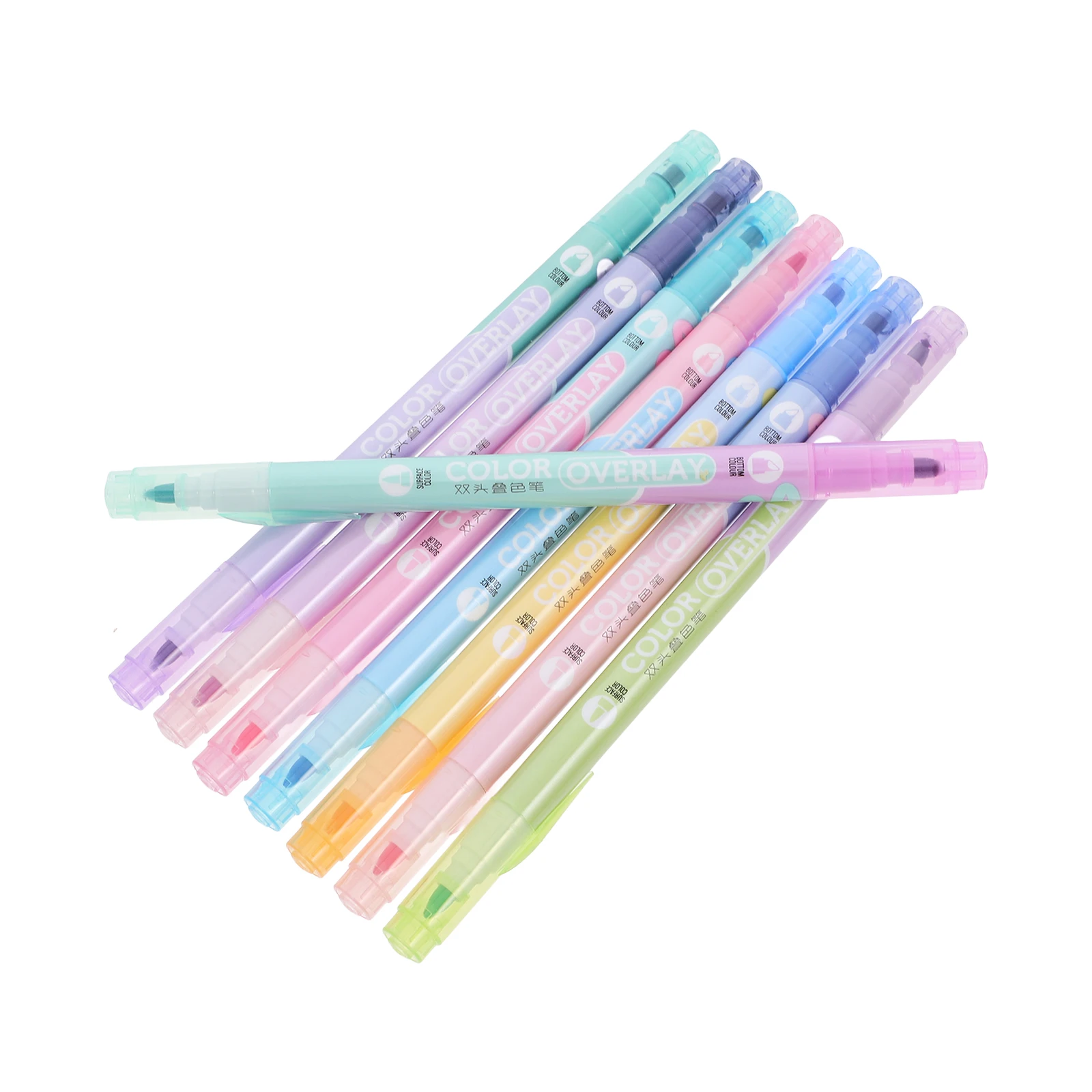 

8 Pcs Double Head Highlighter Pens Two-color Markers for Study Bookmarks Plastic Learning Student Bright Colors