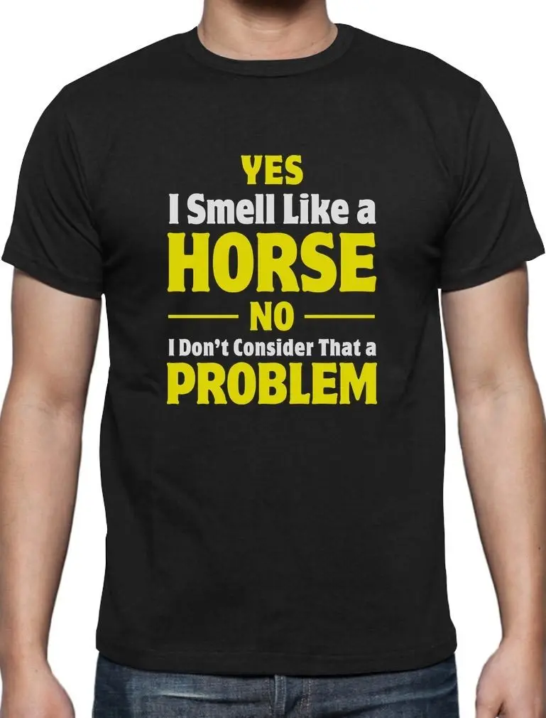 Summer 100% Cotton 100% Cotton Print Mens Summer O-Neck Smell Like A Horse Funny Gift For Horse Lover Riding T Shirts Classic