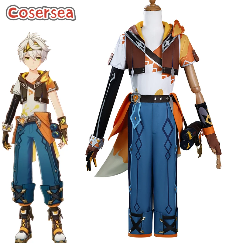 Cosersea Bennett Cosplay Costume Game Genshin Impact Bennett Role Play Halloween Men Uniform Carnival Party Suit Outfit Fullset