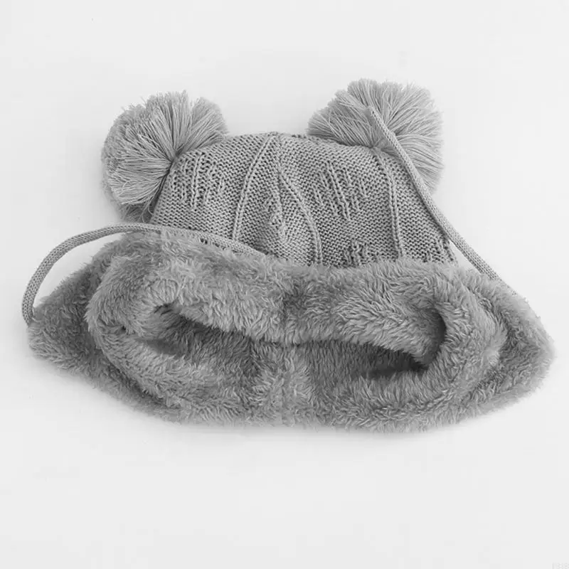 

Autumn Winter Hair Ball Baby Hat Toddler Infant Ear for Protection Knitted Cap for Children Newborn Beanie P31B