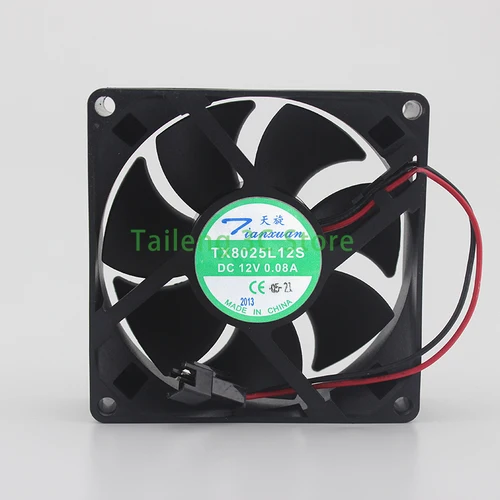 Ventilador con cubierta de 80 mm TX8025L12S 12 V 0.08A 8 CM 80x80x25 mm Ventilador de enfriamiento silencioso ultrasilencioso para PC y electrónica
