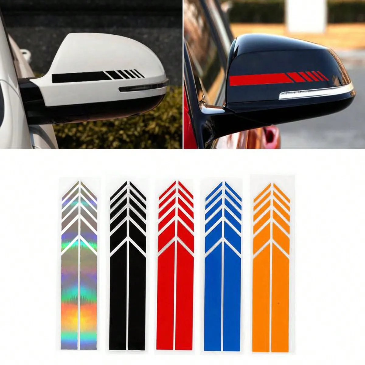 

2pcs Arrow Pattern Car Side Mirror Decals - PET Vinyl Sticker for Universal Vehicle Styling