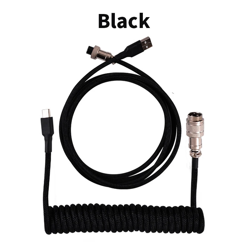 3M USB Type C Mechanical Keyboard Coiled Cable USB Keyboard Wire USB cables Aviator Desktops Computer Aviation Connector 7 color