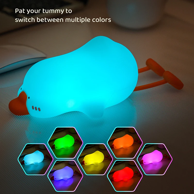 BANDIAN LED Cute Children Night Light Rechargeable Silicone Duck Lamp Child Holiday Gift Sleeping Creative Desktop Decor Lamp