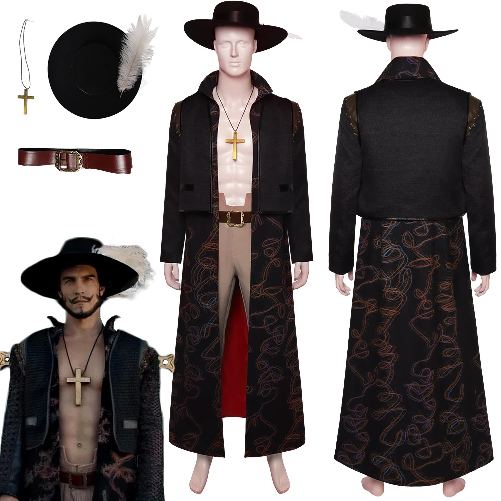 

Карнавальный костюм для косплея Dracule Mihawk, фэнтезийное пальто, головной убор для прямой трансляции, ТВ, костюм для косплея, Маскировка для взрослых мужчин, фантастический халат, головной убор