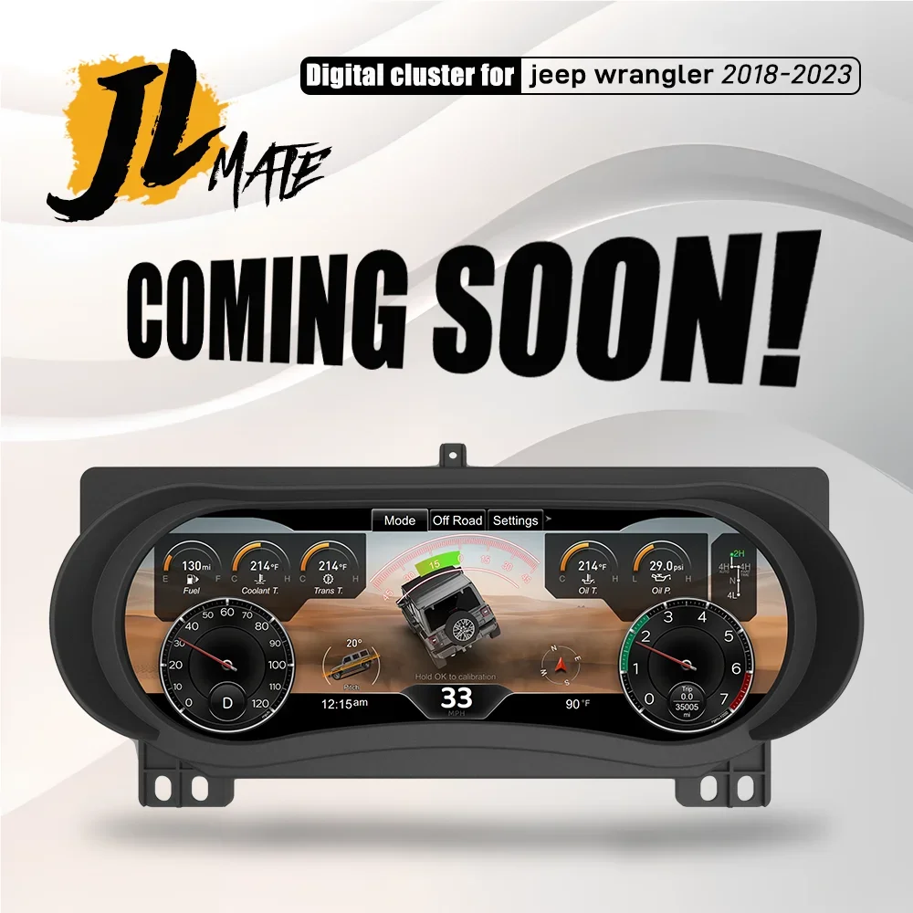 

Последняя версия автомобильного цифрового кластера для Jeep Wrangler 2018-2023, JL Mate Cluster Instrument, 12,3-дюймовый HD-экран, спидометр, приборная панель