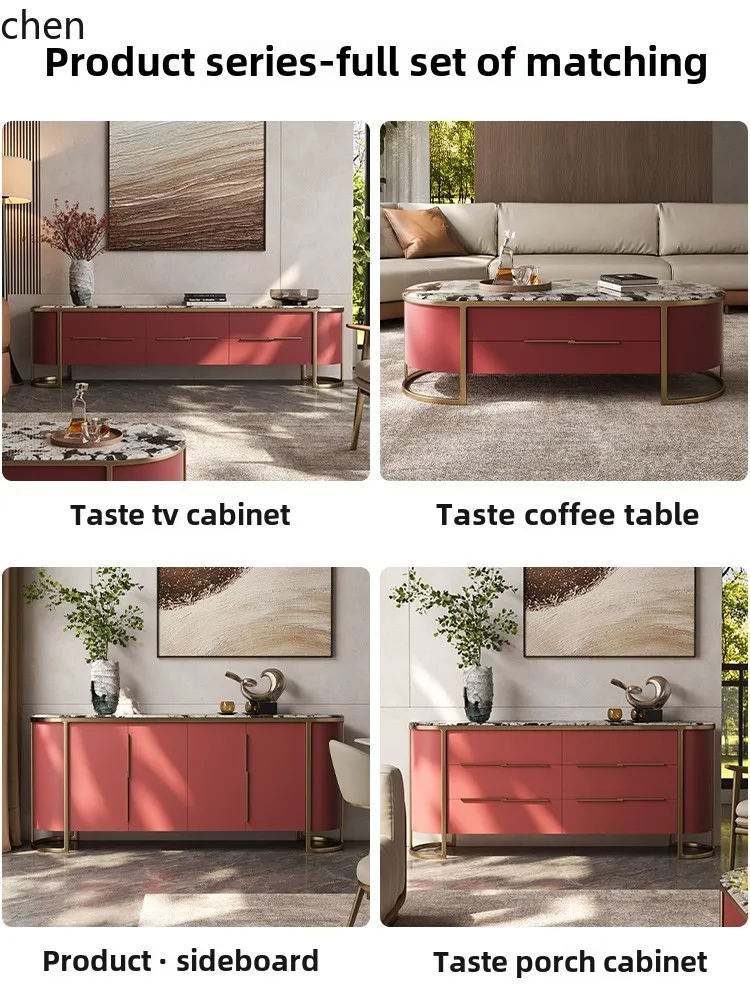 HXL light luxury natural marble dining side cabinet high-end modern wall solid wood decorative cabinet