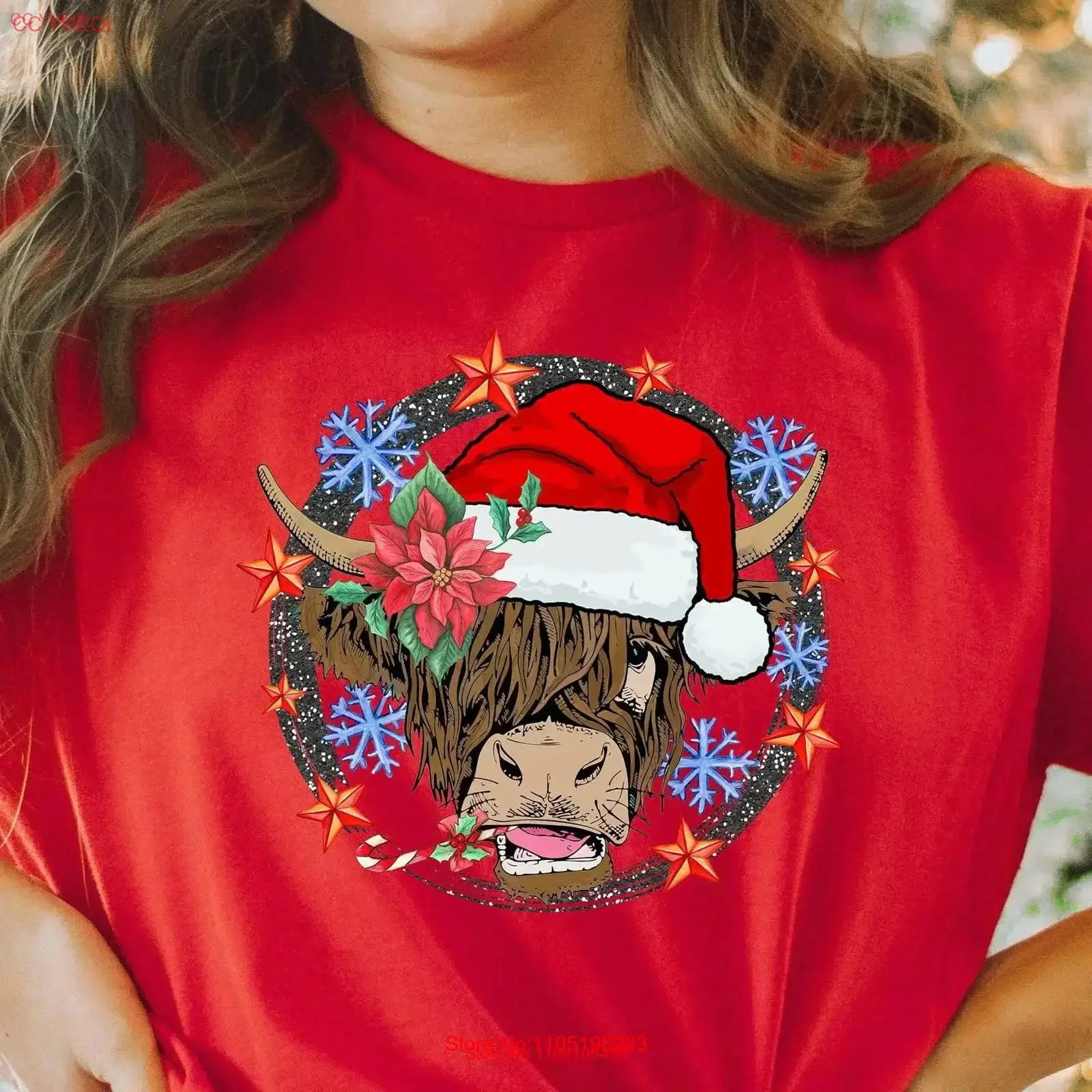 

Christmas Crewneck Cow T Shirt Highland SweaT Farm Holiday s Xmas vintage Washed streetwear Unisex graphic Casual Breathable