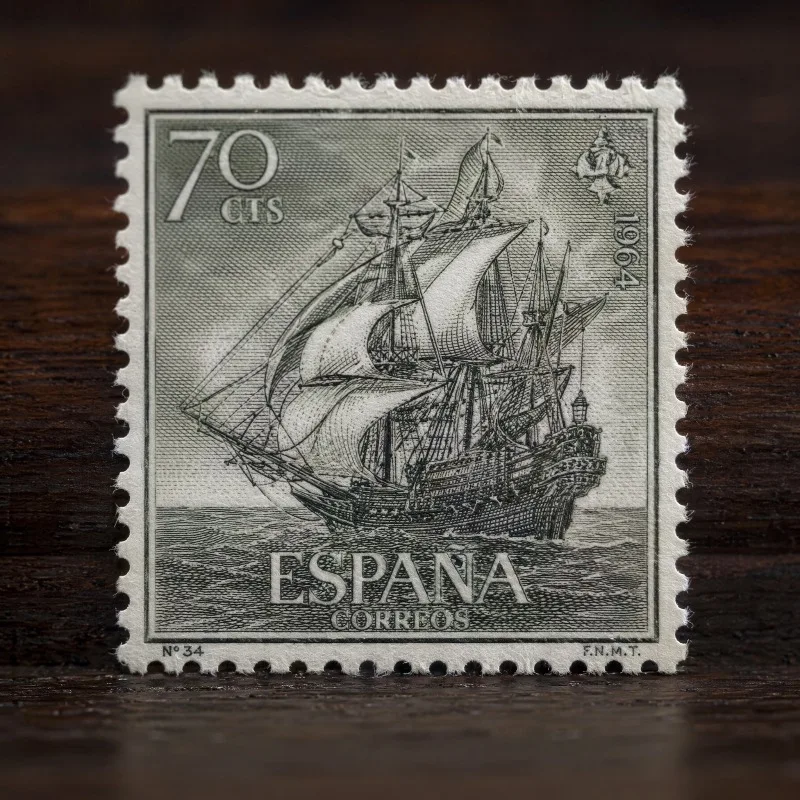 New Real 14pcs Spain Post Stamps Postage 1964 Year Spanish Armada Engraved Set Postage Stamps