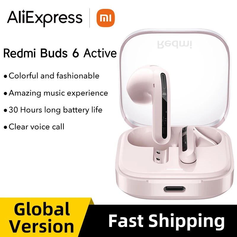 

Xiaomi Redmi Buds 6 Active, 30-часовой срок службы батареи. Прозрачный голосовой звонок. Удобные наушники для ношения.