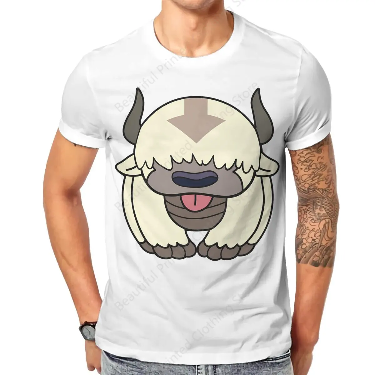 The Last Airbender Men Women  Fashion T-shirt Cute Appa Yip Yip Printed Short Sleeved T-shirts Street Short Sleeve