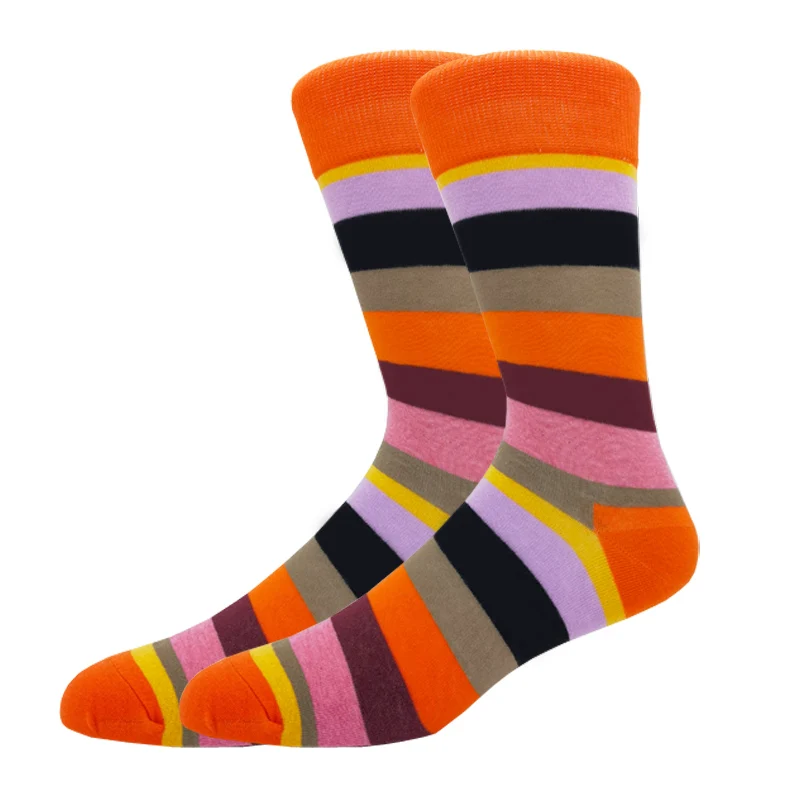 Hot Sale Men Socks New Colorful Gifts for Cotton Fashion Mens Socks Striped Suit Classic Happy Business Casual Socks