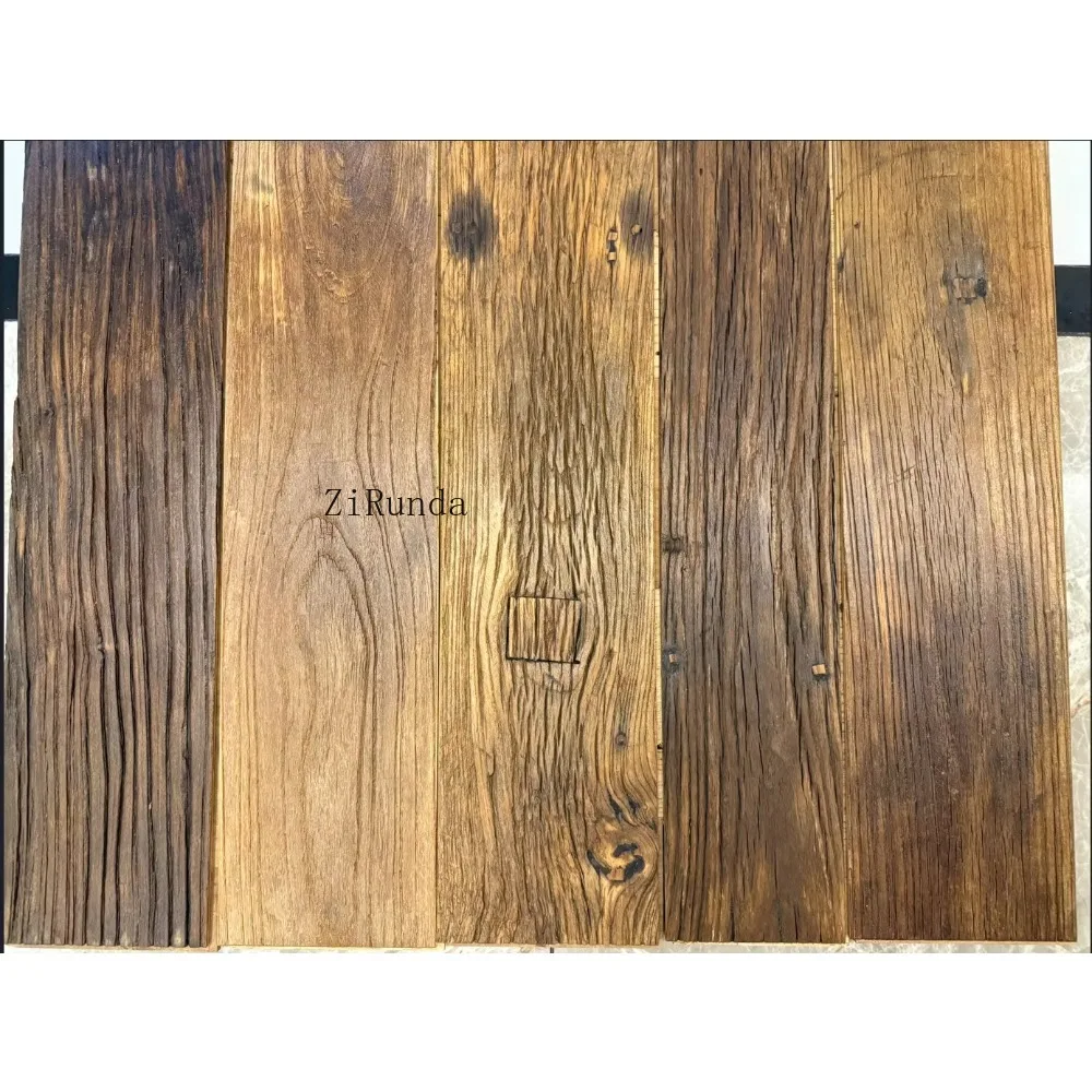 カスタマイズされたワックスオイル多層再生ニレ材フローリング、ヴィラ用ロングボードフローリング