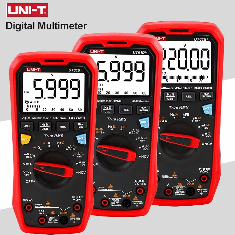 UNI-T UT61E+ UT61D+ UT61B+ Professional Digital Multimeters 1000V Voltmeter Capacitor Tester True RMS Automotive Multimetro