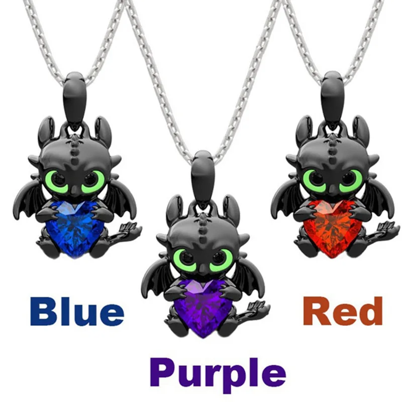 Demon Dragon Cartoon Crystal Necklace Tin Alloy Stone Pendant Anime Peripheral Toys Women Female Charm Birthday Gift Trinket