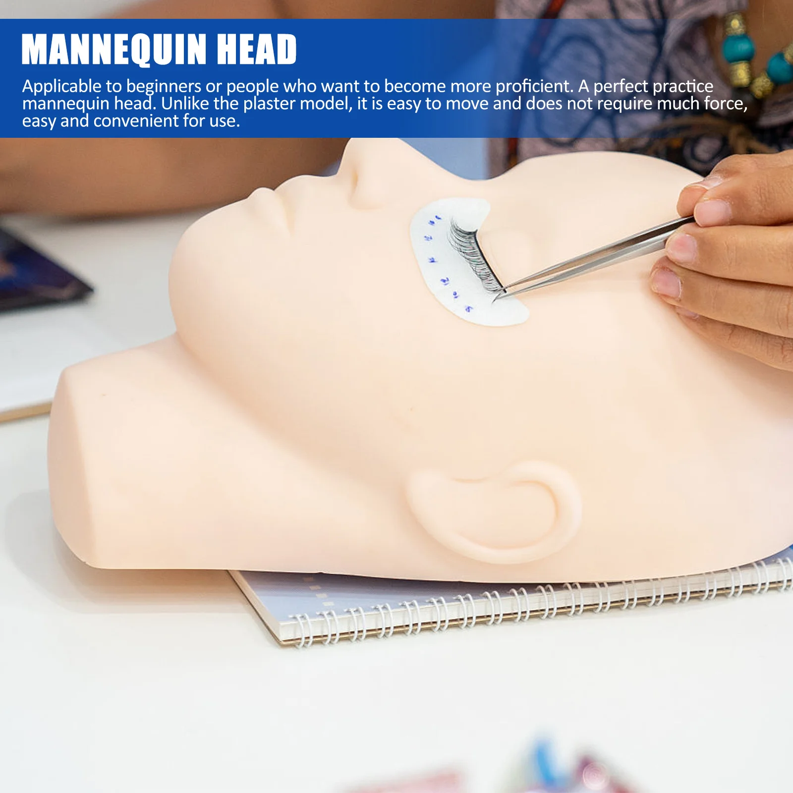 

1 Set Eyelash Extension Practice Kit Mannequin Head For Makeup Training Facial Massage Beauty Salon Use Beginner Friendly With