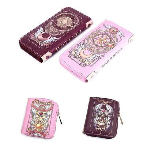 Anime Card Captor Sakura Short Women Wallets Cartoon Sakura Men's Coin Purse Zipper Money Bags