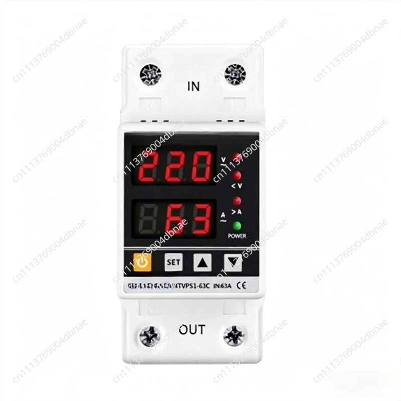 Adjustable overvoltage and undervoltage current limiter 63A digital display 220V home switch overcurrent lightning protection