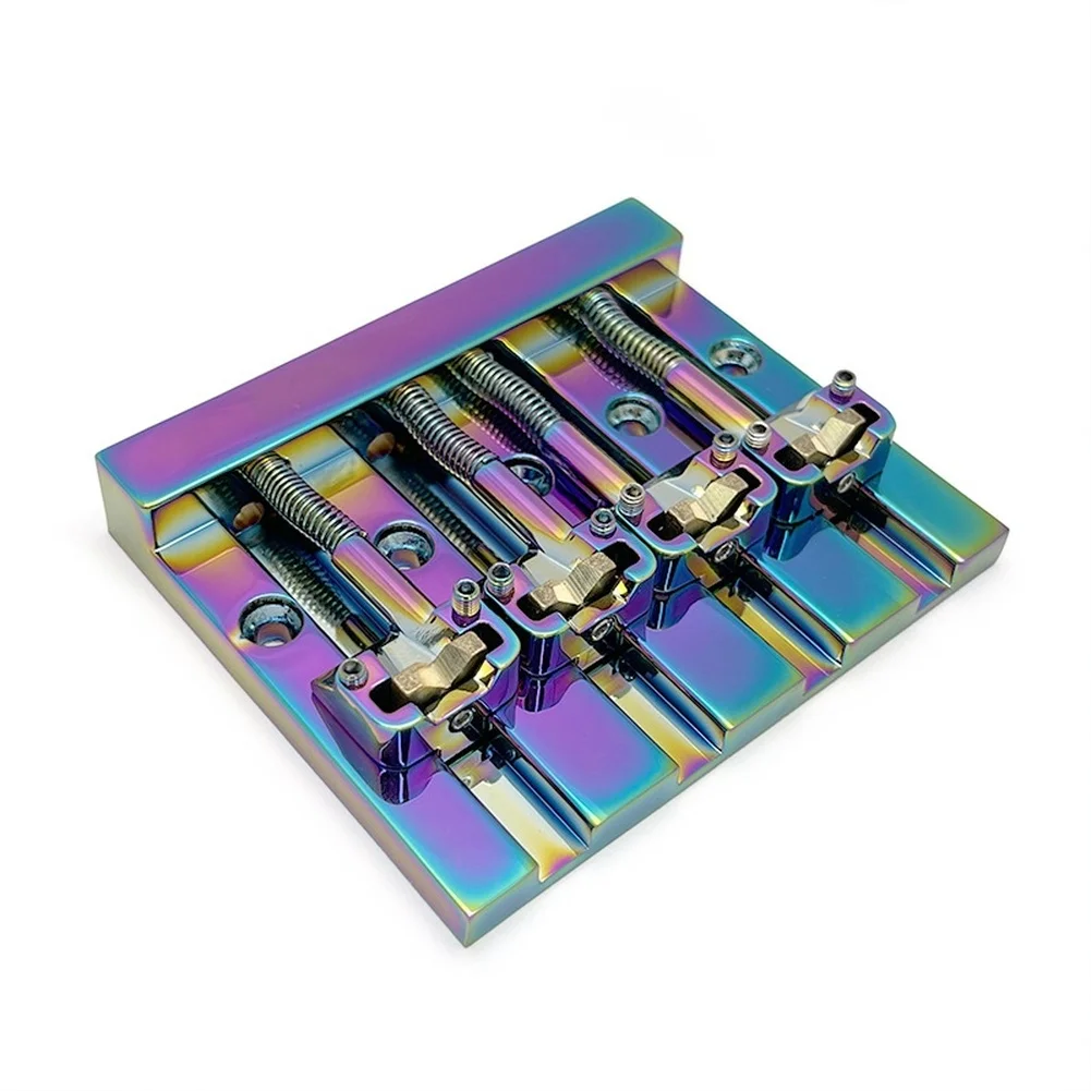 Zinc Alloy 4 String Bass For Bridge for Guitar with Brass Saddle 18.6mm Spacing and Through Body Stringing Design