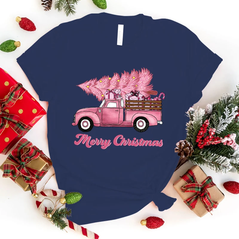 Fashion Merry Christmas Print T-Shirt Casual Short Sleeve Graphic Tee Shirt Unisex Loose Harajuku T Shirt Tops(Premium T-shirt)