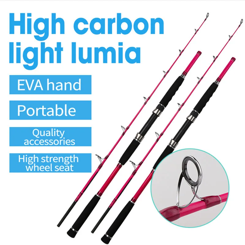 

Portable Fishing Rod Ultralight Weight Handle 1.7M Carbon Fiber Spinning Casting Sea rod Superhard boat pole Fishing Tackle