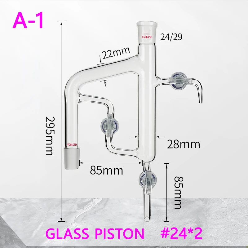 Reflux water separator three pistons, glass/tetrafluoro piston, oil-water separation laboratory instrument 24*2/24*3
