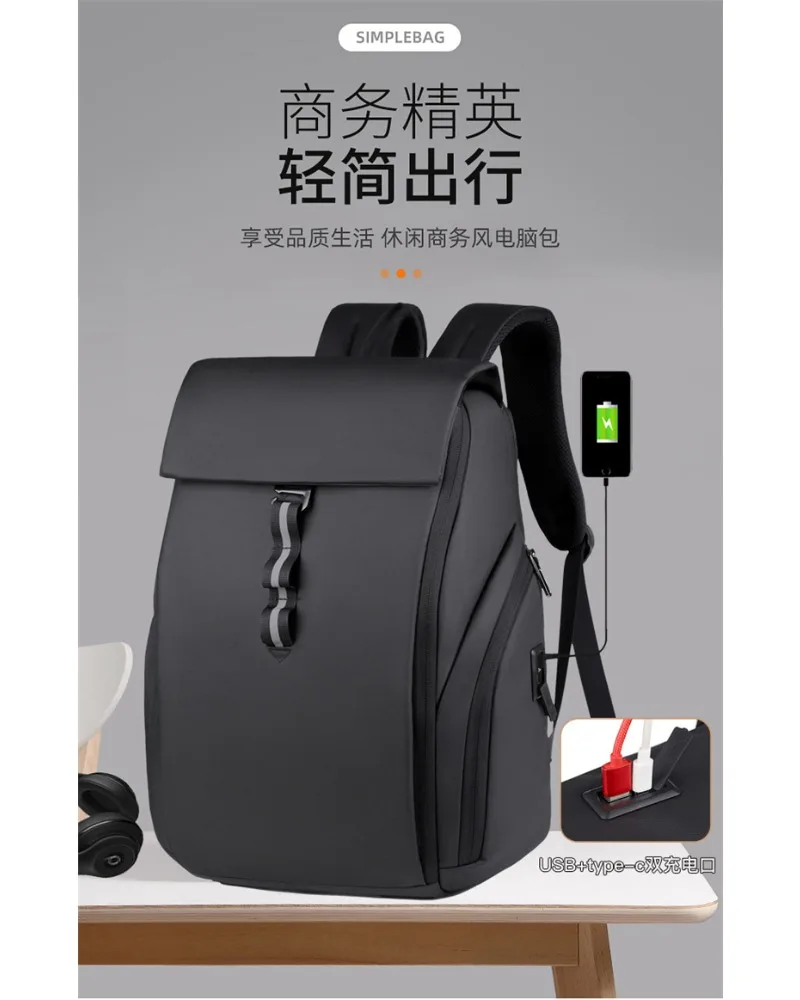 Backpack Large capacity clamshell design Computer backpack with reflective strip Full open and close backpack 5