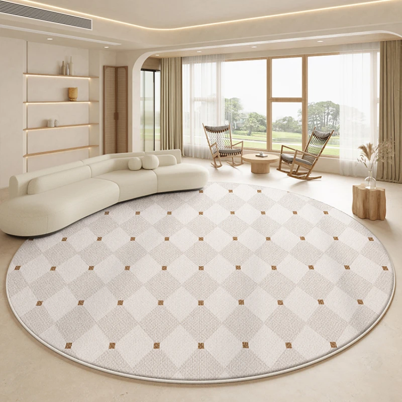 2024 New French Round Carpet Cream Style Bedroom Bedside Non Slip Light Luxury Carpets Highend Sofa Coffee Table Fluffy Soft Rug