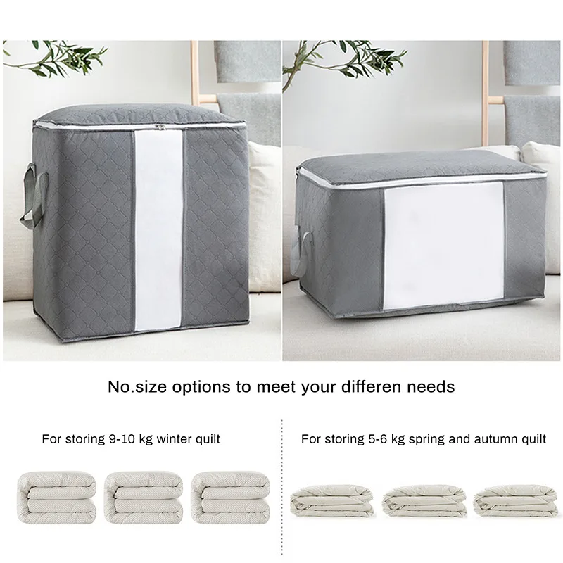 Non-Woven Clothes Quilt Storage Bag Dust-Proof Sweater Blanket Organizer Box Foldable Sorting Pouche Home Storage Large Capacity