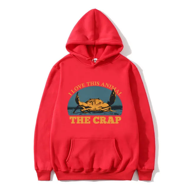 Funny Japanese Style Crab Graphic Hoodie I Love This Animal The Crap Sweatshirt Men Women's Casual Oversized Pullover Hoodies