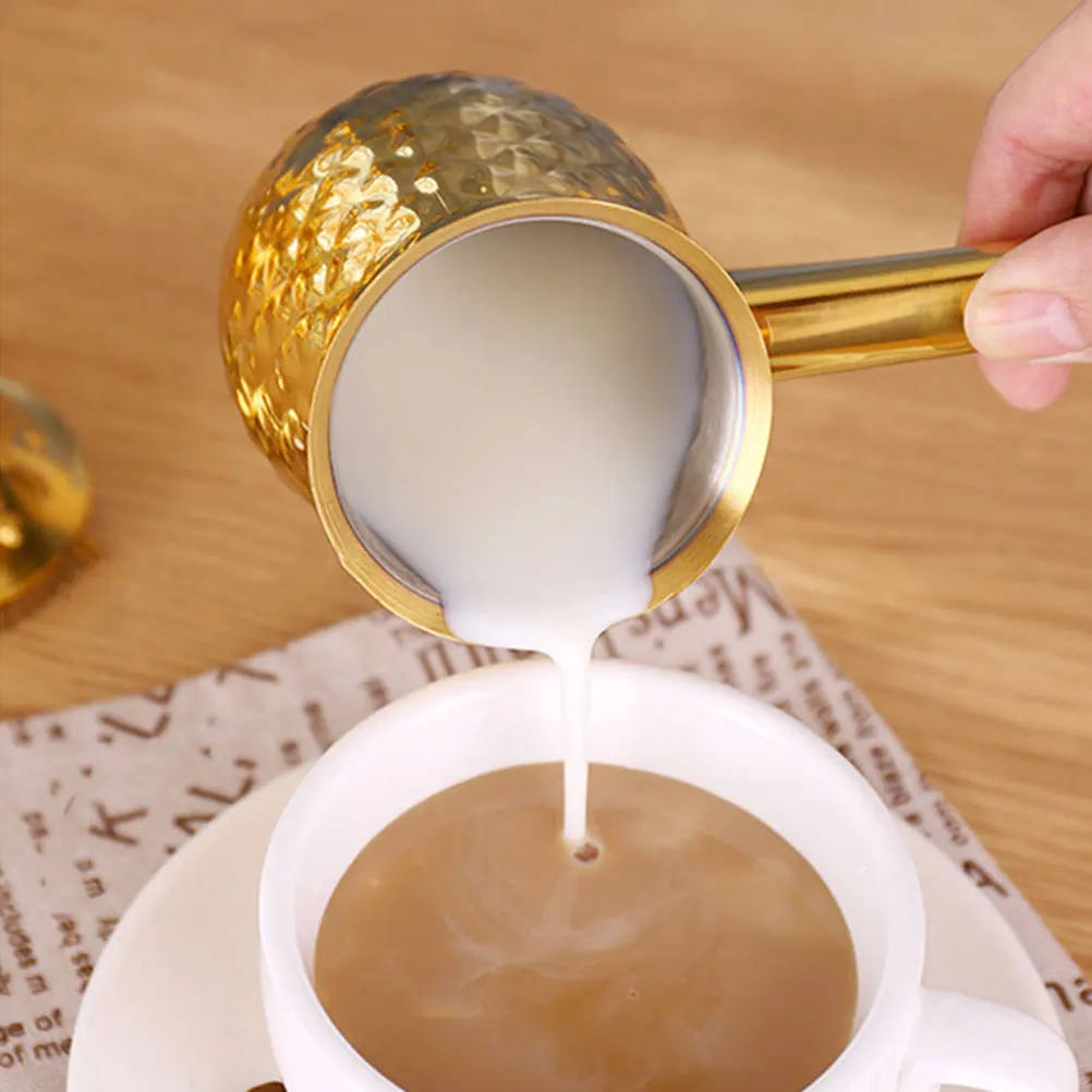

Stainless Pot 600ml Golden Color Side H Turkish Milk Heater Small Soup Pot for Coffee Milk DIY Decor