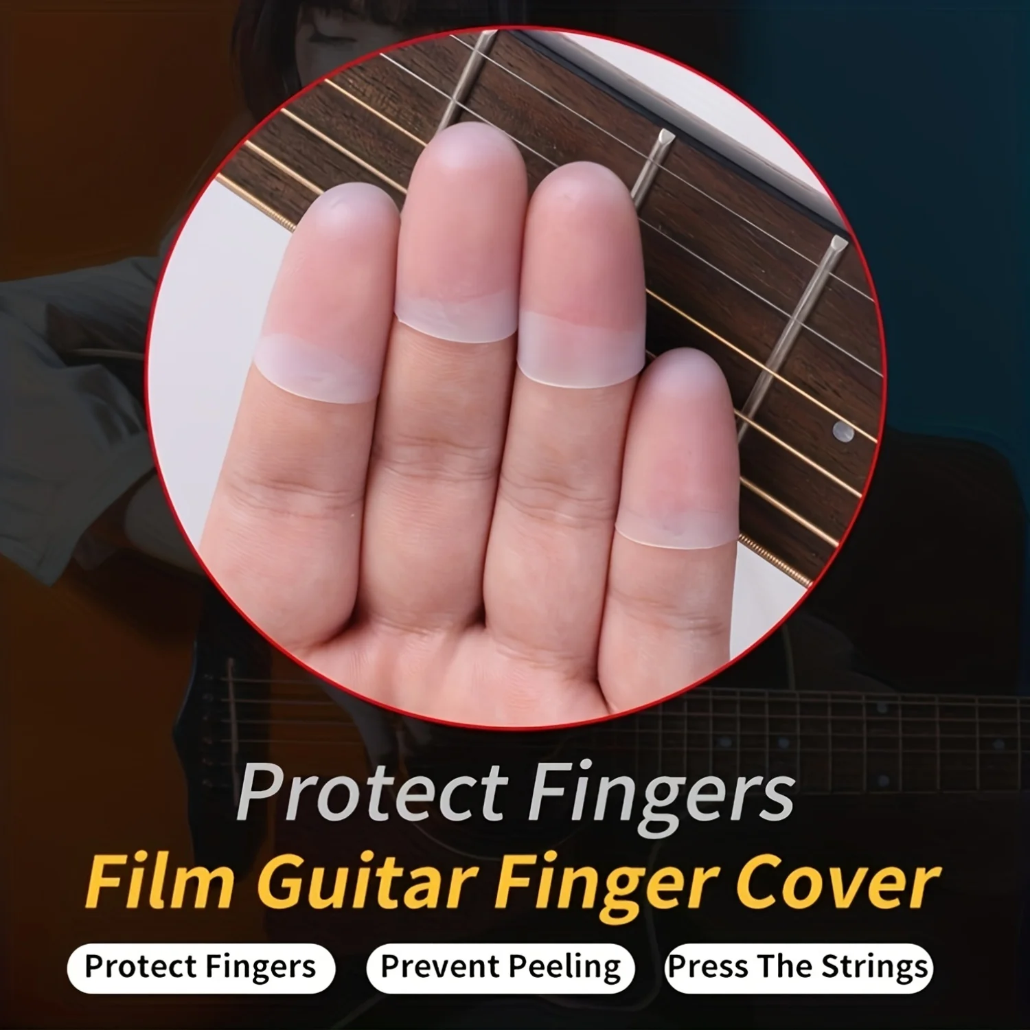 4PCS Silicone Non-Slip Guitar Fingertip Protectors, 3 Sizes Finger Guards for Guitar/Mandolin/Bass/Metronome String Instruments